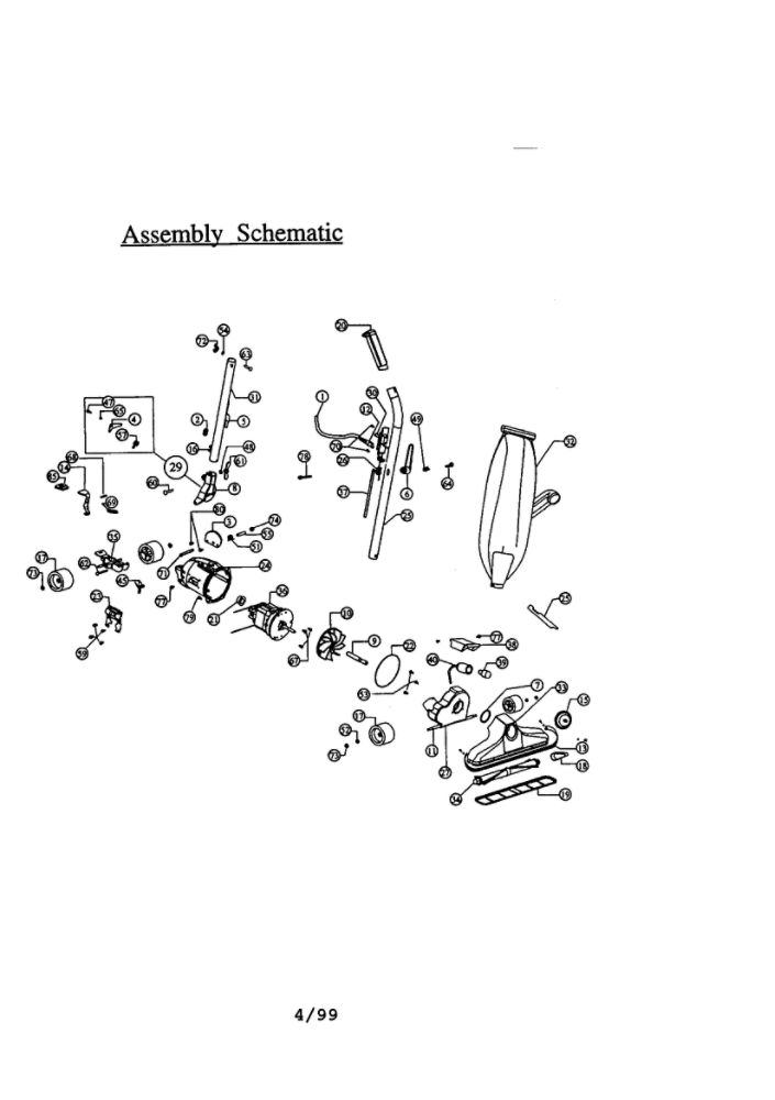 Assembly Schematic Diagram and Parts List for 2025  Dirt Devil Upright Vacuum
